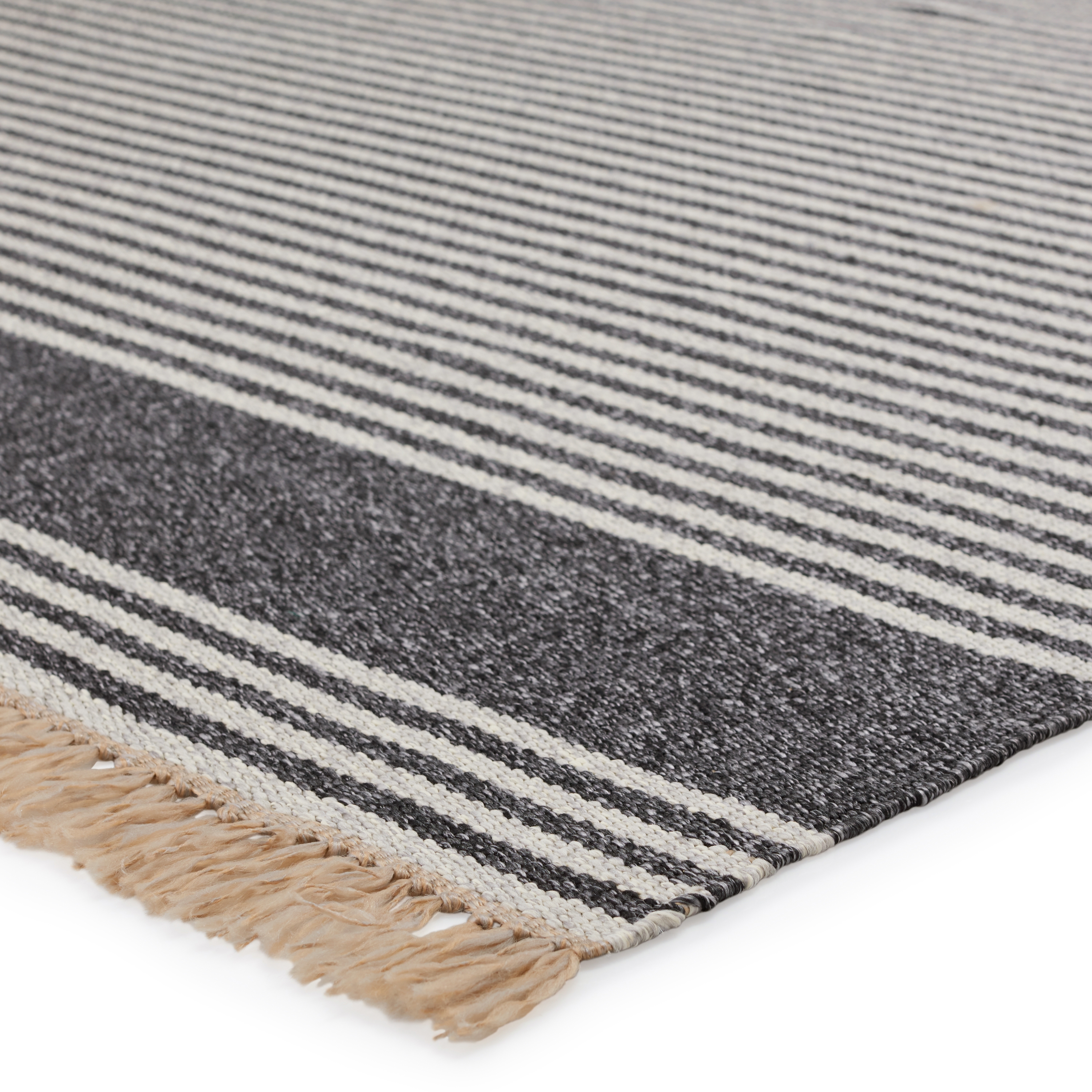 Vibe by Strand Indoor/ Outdoor Striped Dark Gray/ Beige Area Rug (2'X3') - Image 1