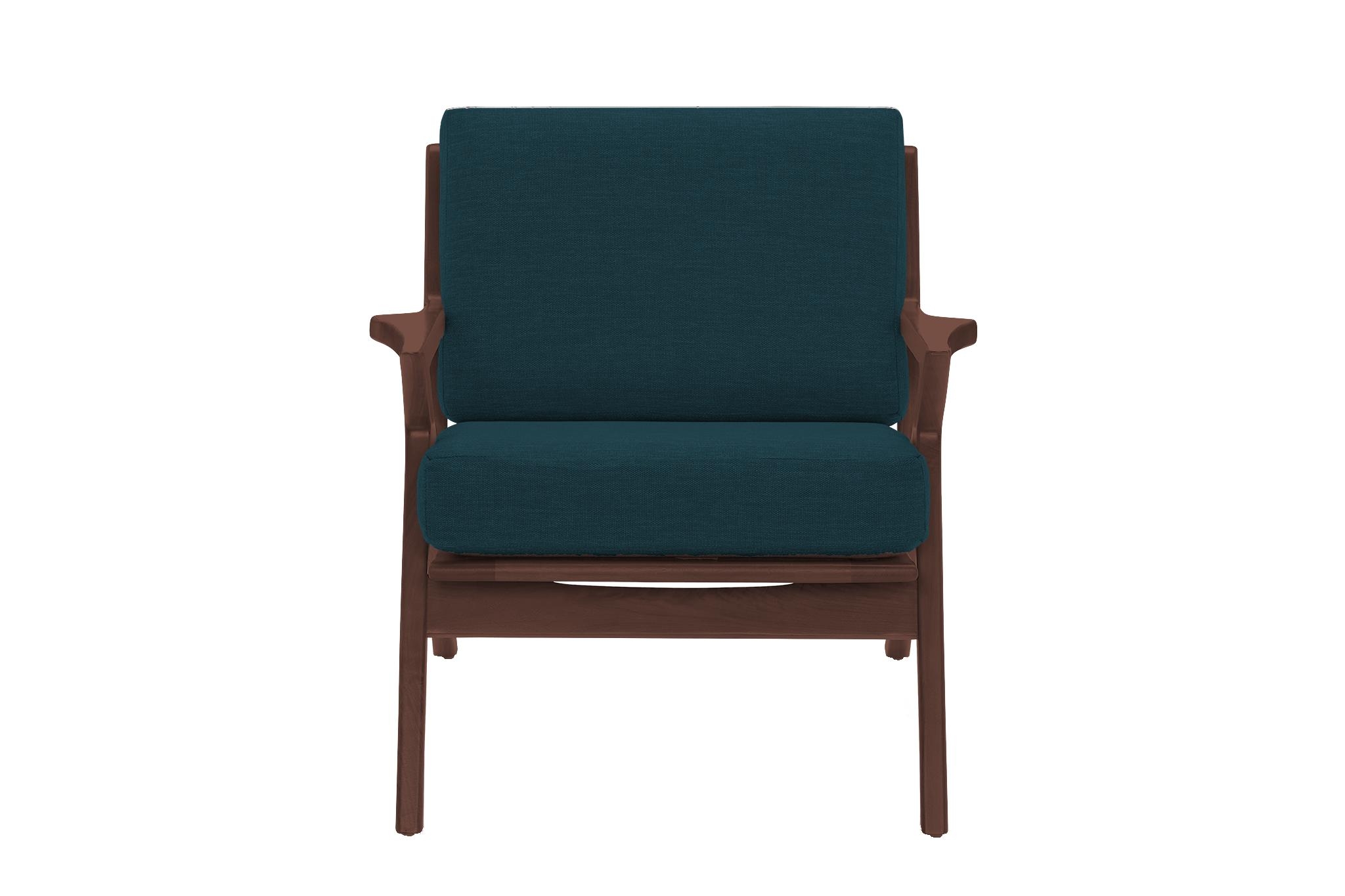 Blue Soto Mid Century Modern Apartment Chair - Sunbrella Premier Lagoon - Walnut - Image 0