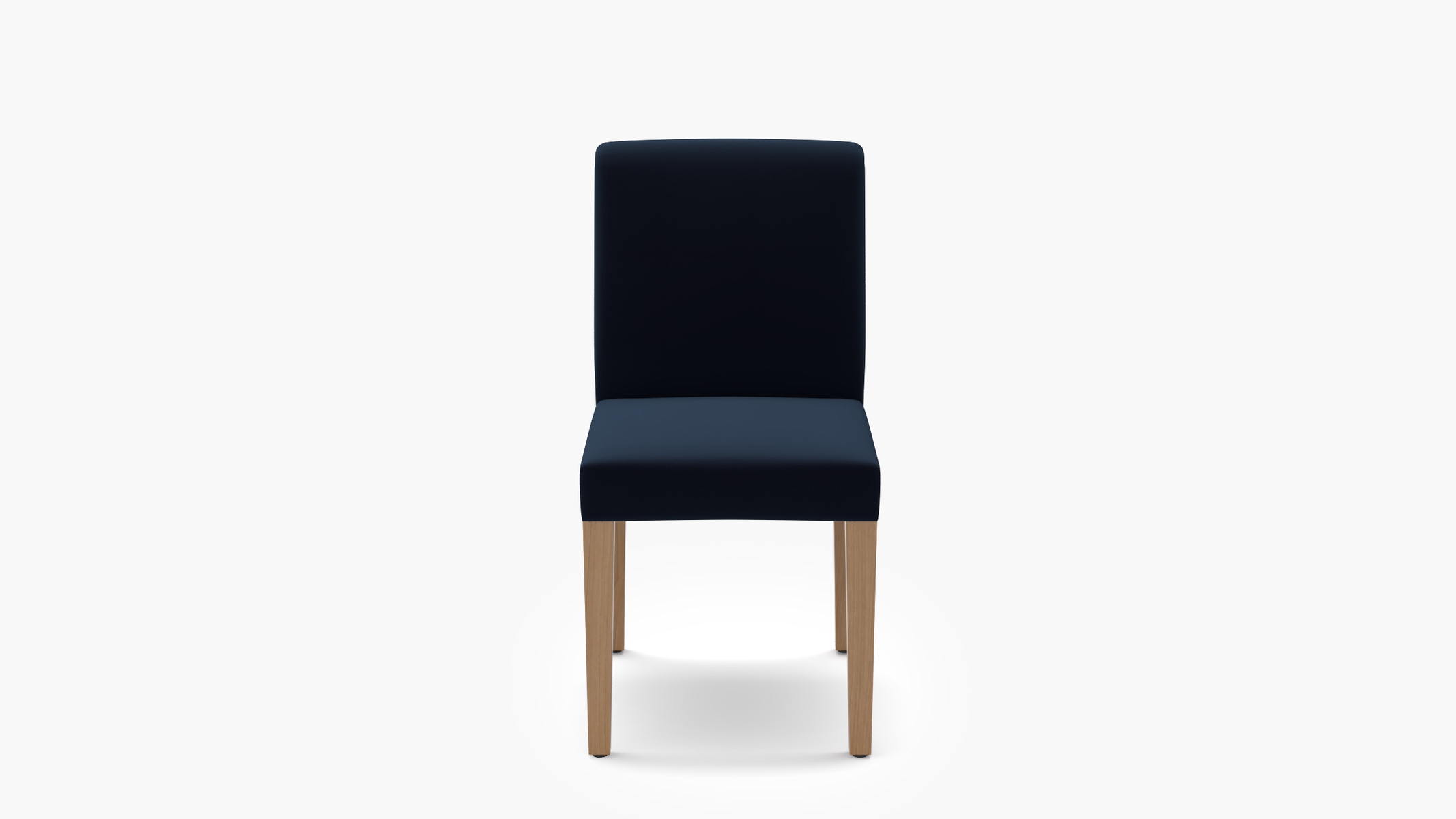 Signature Dining Chair, Navy Performance Velvet, Natural Square Tapered Leg - Image 0
