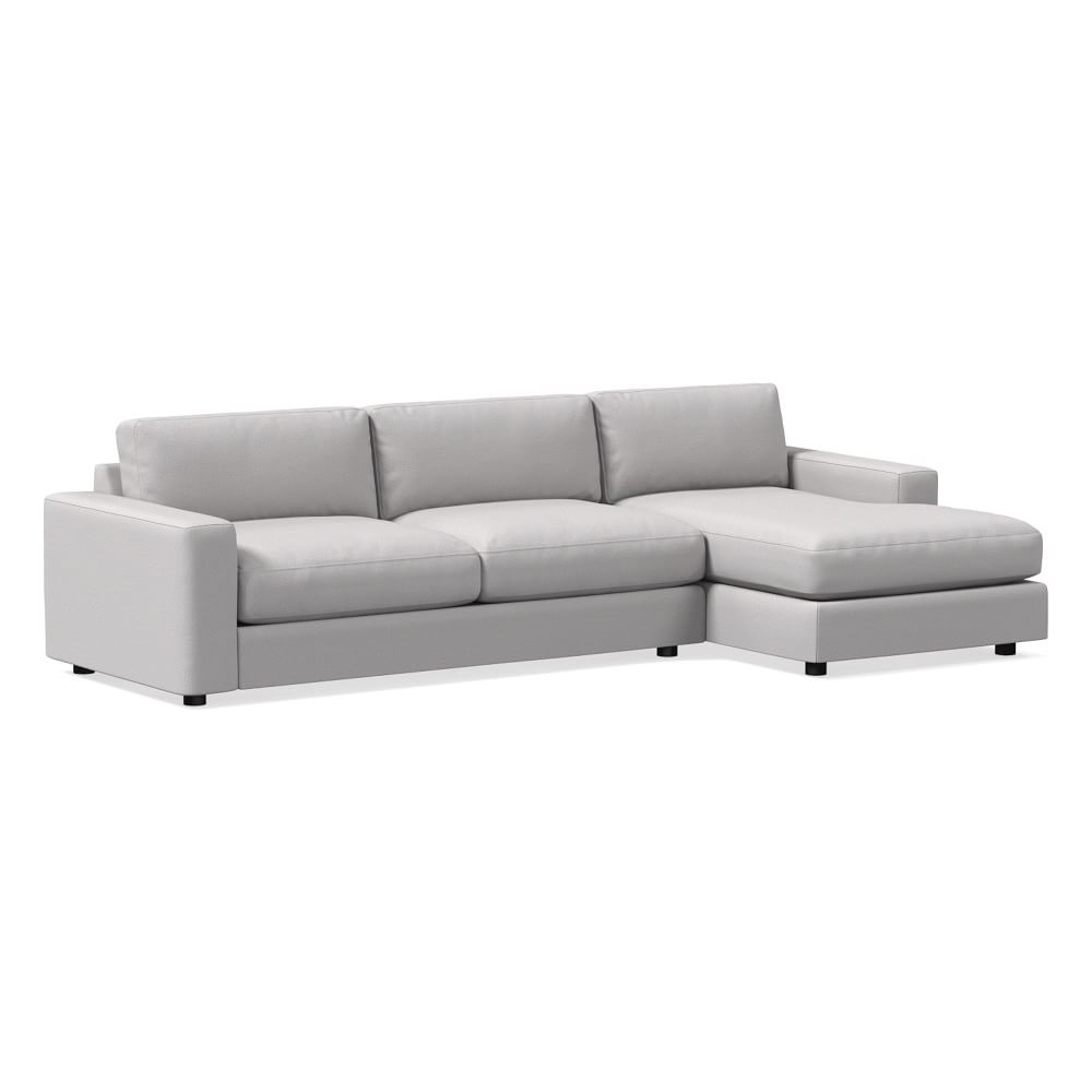 Urban Sectional Set 03: Left Arm 3 Seater Sofa, Right Arm Chaise, Poly, Performance Chenille Tweed, Frost Gray, Concealed Supports - Image 0