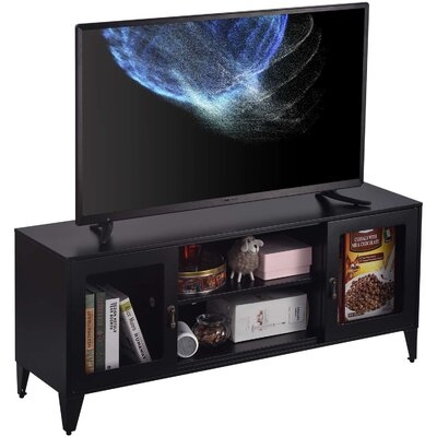 TV Cabinet Industrial Style With  2 Door Metal TV Stand For Living Room Entertainment Center  For Tvs Up To 55" - Image 0