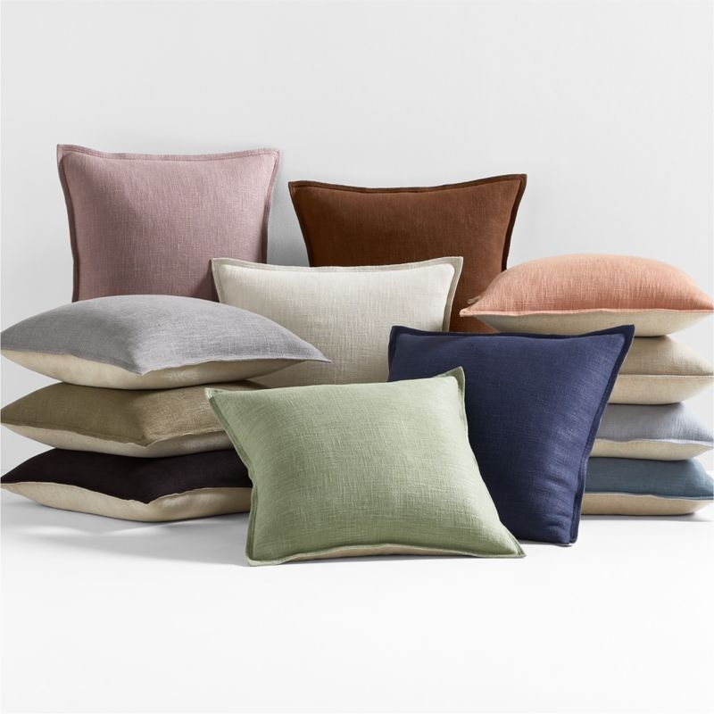 Auburn Brown Laundered Linen 20''x20 Pillow With Feather Insert - Image 2