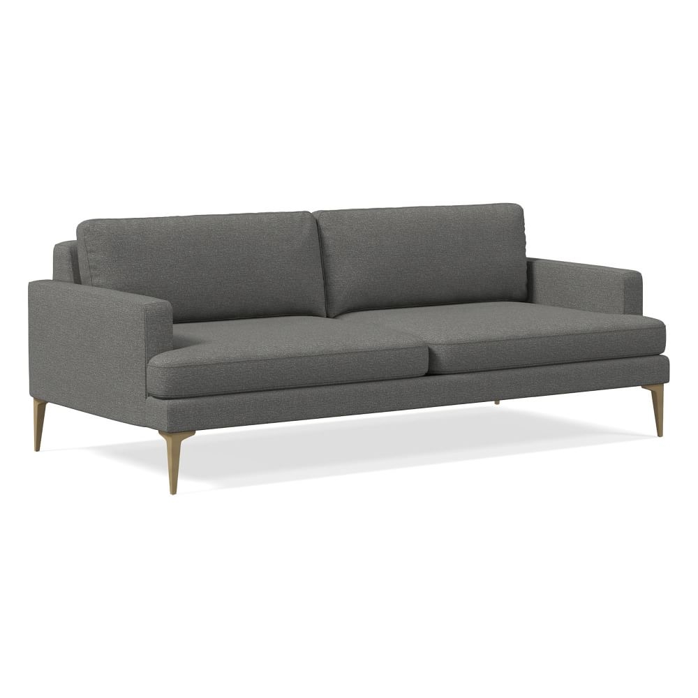 Andes 86" Multi-Seat Sofa, Standard Depth, Chenille Tweed, Pewter, Brass - Image 0