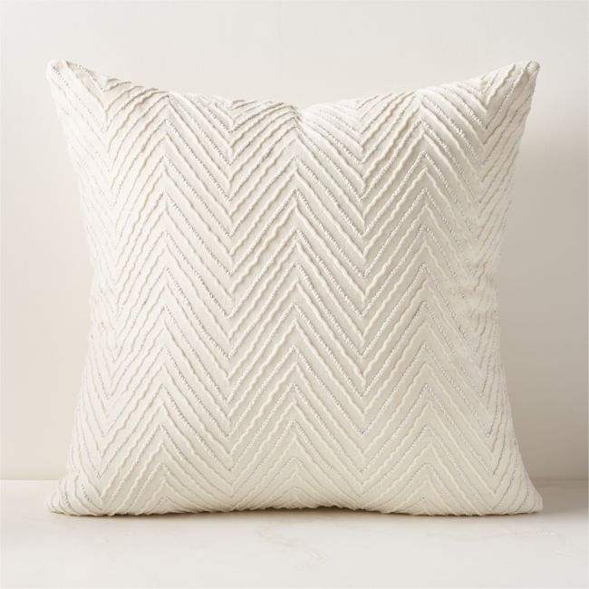 Noe Embroidered White Throw Pillow with Down-Alternative Insert 26" - Image 0