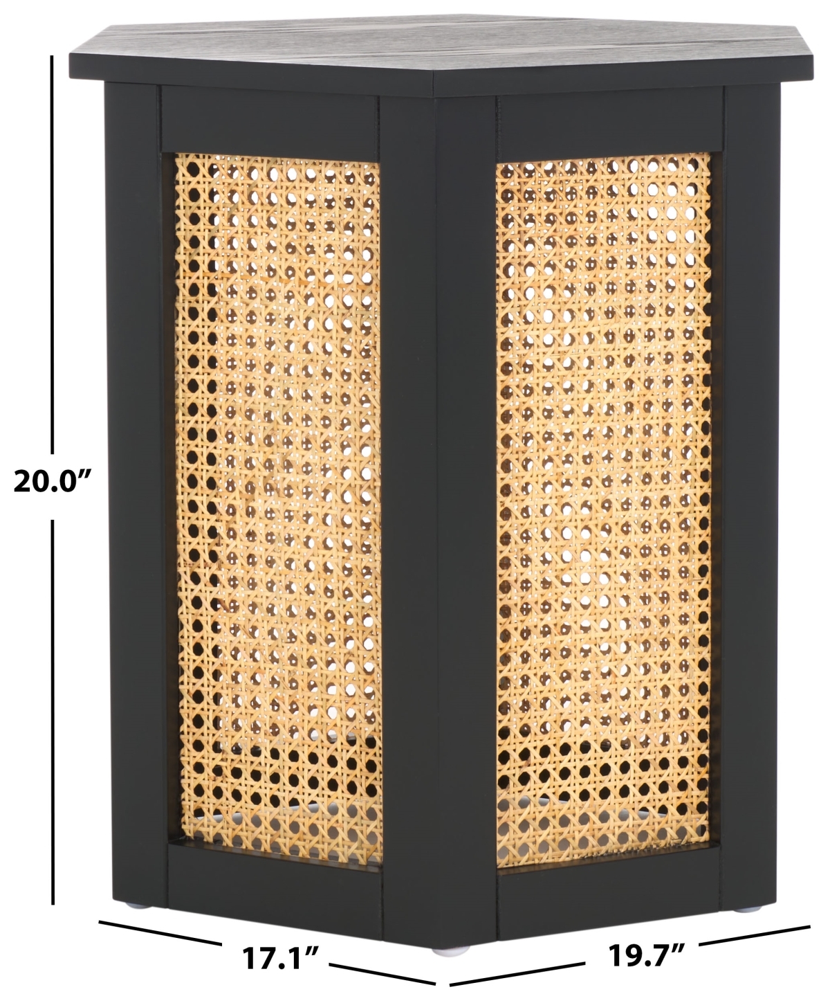 Danez Hexagon Cane Accent Table - Black / Natural - Safavieh - Image 6