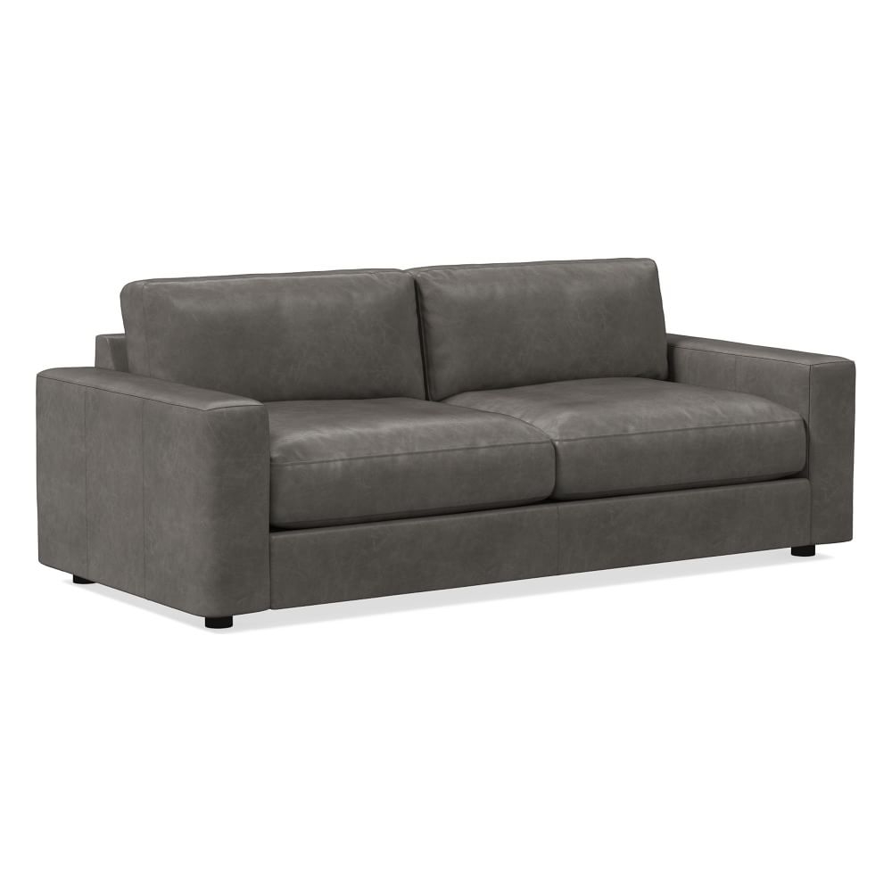 Urban 85" Sofa, Poly Fill, Ludlow Leather, Gray Smoke - Image 0