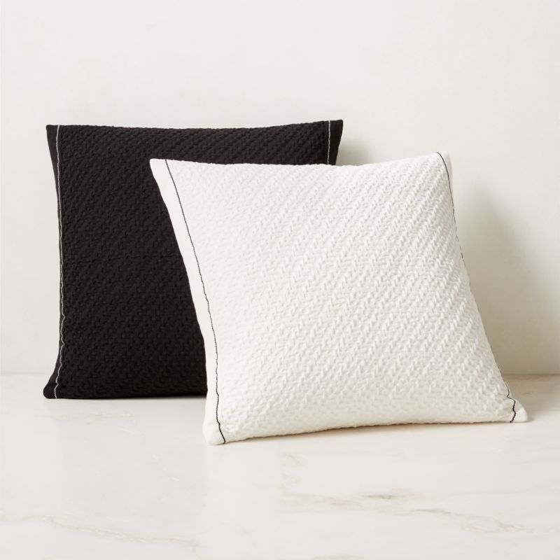 Evora White Throw Pillow with Feather-Down Insert 23'' - Image 2