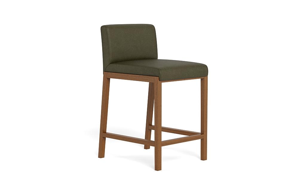 Callen Leather Wood Framed Upholstered Stool - Image 1