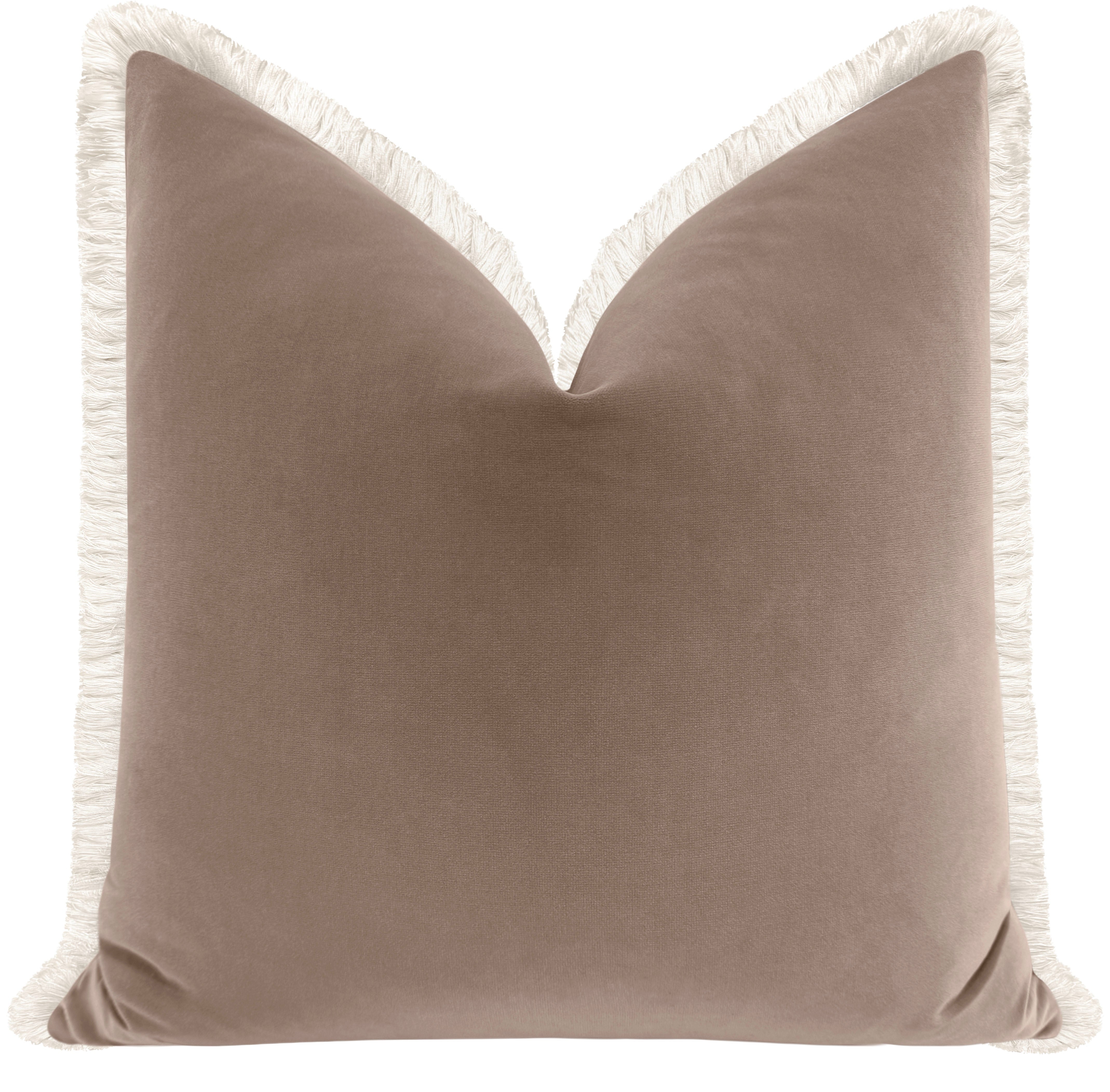 SIGNATURE VELVET // MAUVE + FRINGE - LITTLE LUMBAR 12" X 18" / Bone Fringe - Image 3