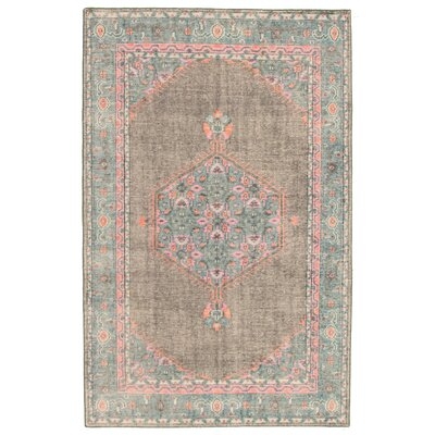 One-of-a-Kind Breindel Hand-Knotted 2010s Ushak Gray 5'6" x 8'7" Wool Area Rug - Image 0