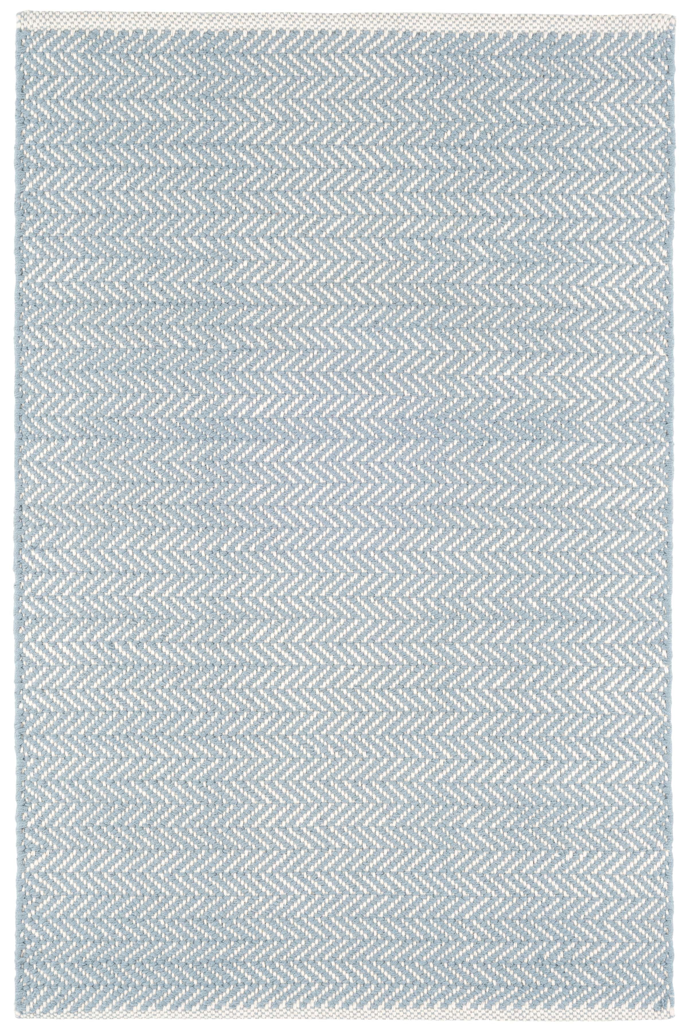 Herringbone Swedish Blue Handwoven Cotton Rug - Image 0