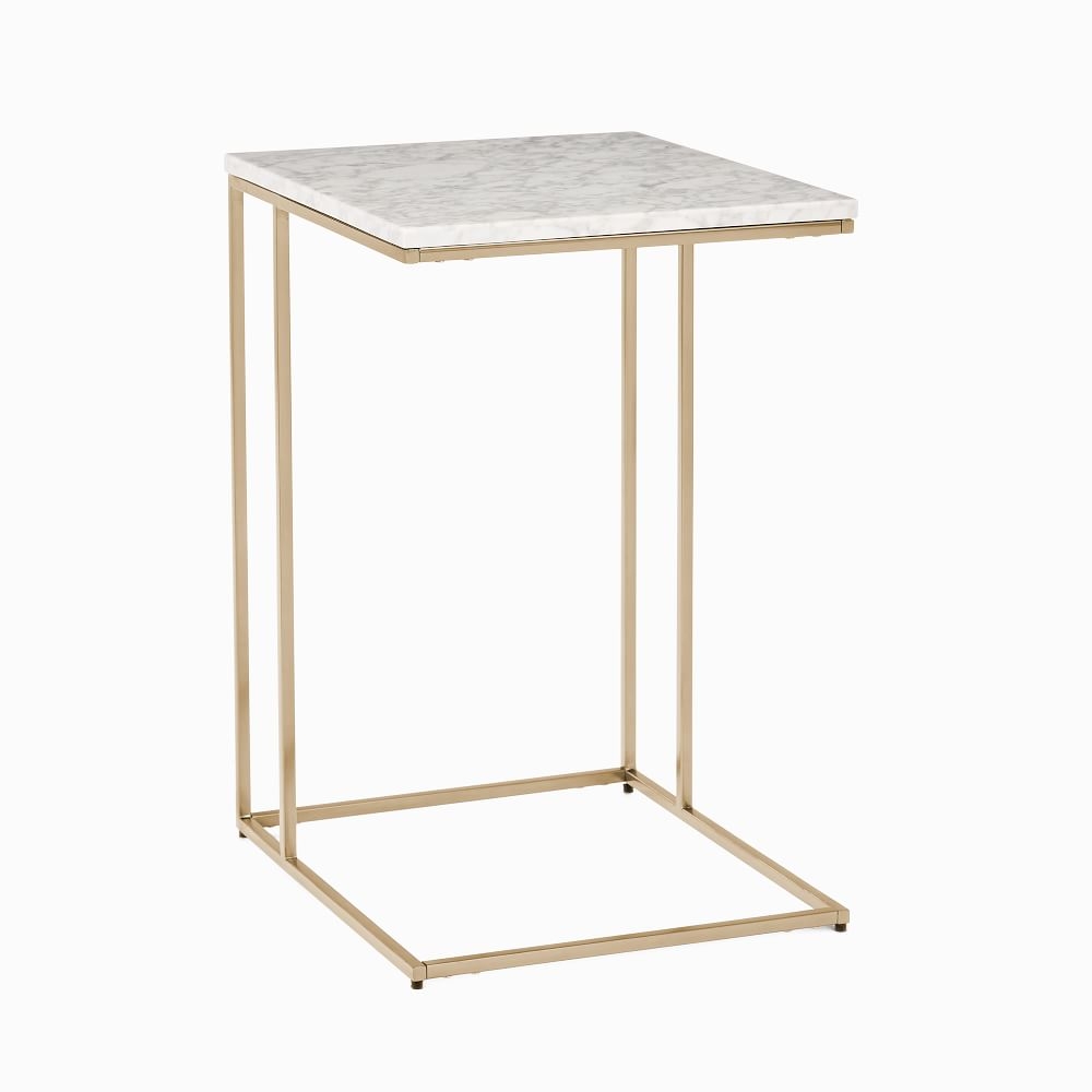 Streamline C-Side Table, Marble, Light Bronze - Image 0