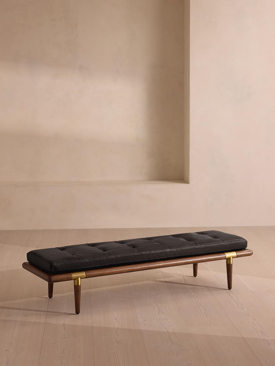 Theodore Bench, Leather, Black, US - Image 0