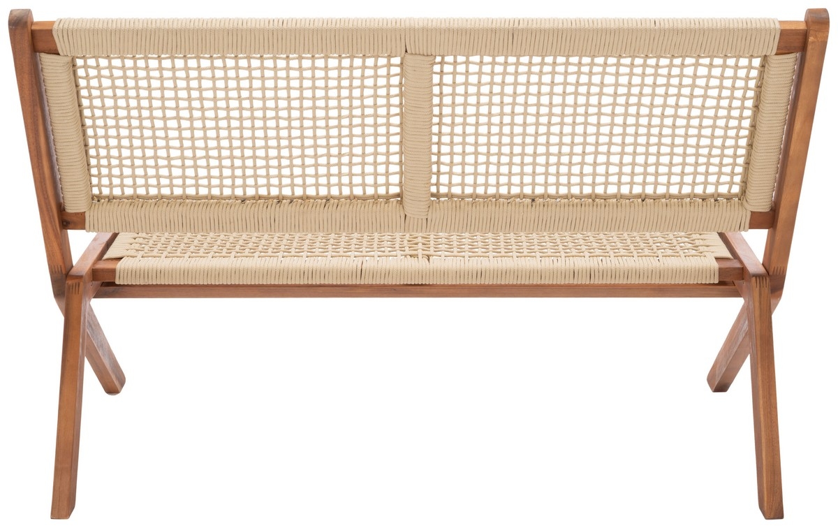 Kobina Outdoor Bench - Natural/Natural - Safavieh - Image 8