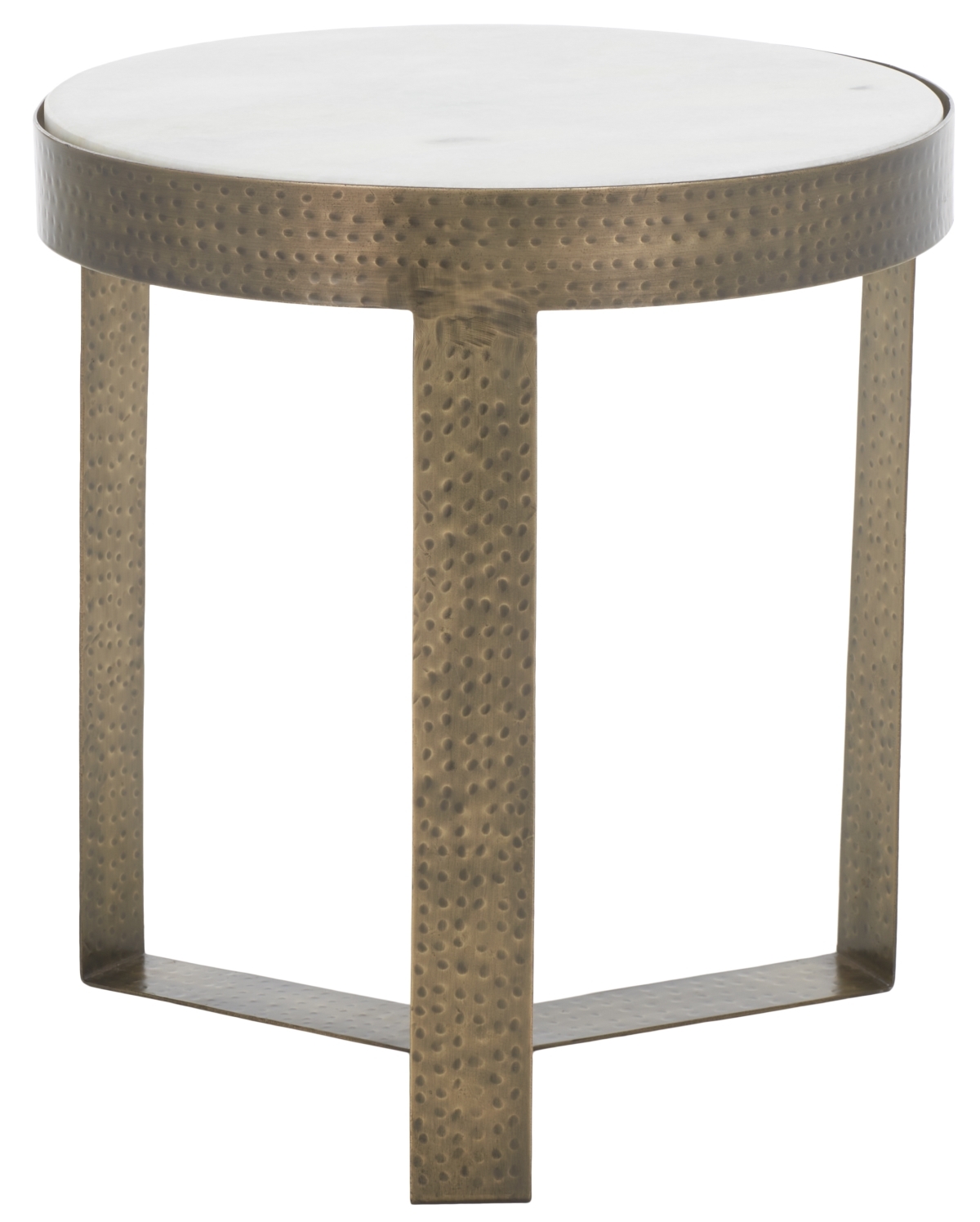 Triss Round Accent Table - White Marble / Antique Brass - Safavieh - Image 0
