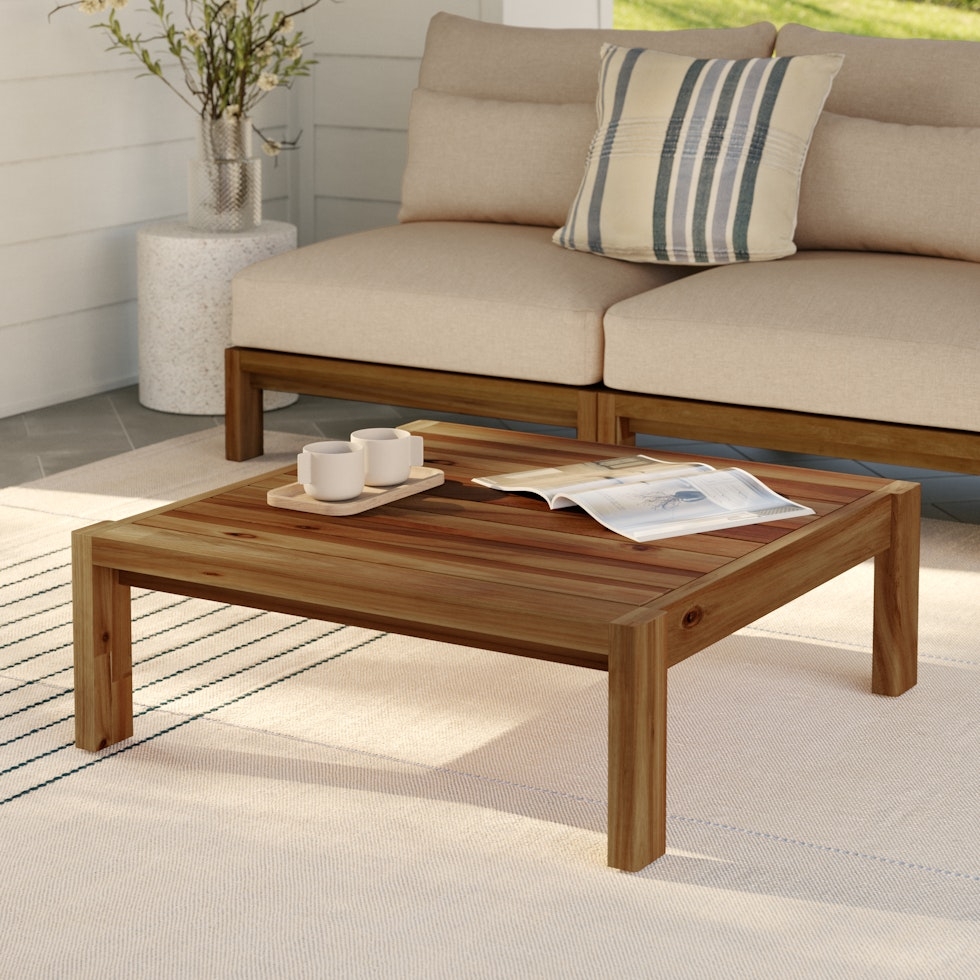 Cove 34.25" Outdoor Coffee Table - Acacia - Image 0