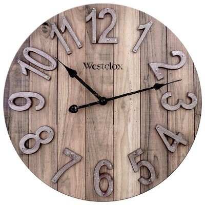 38070- Westclox 15.5" MDF Farmhouse Wall Clock With Raised Numbers - Image 0