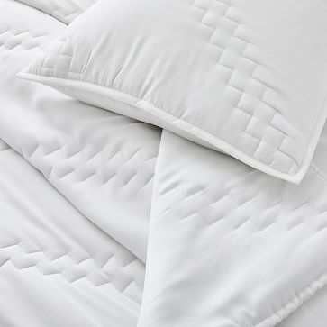 Tencel Stepped Quilt, Full/Queen, Stone White - Image 1