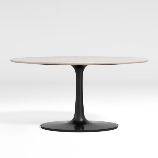 Nero Oval Brown Marble Dining Table with Bronze Base - Image 0