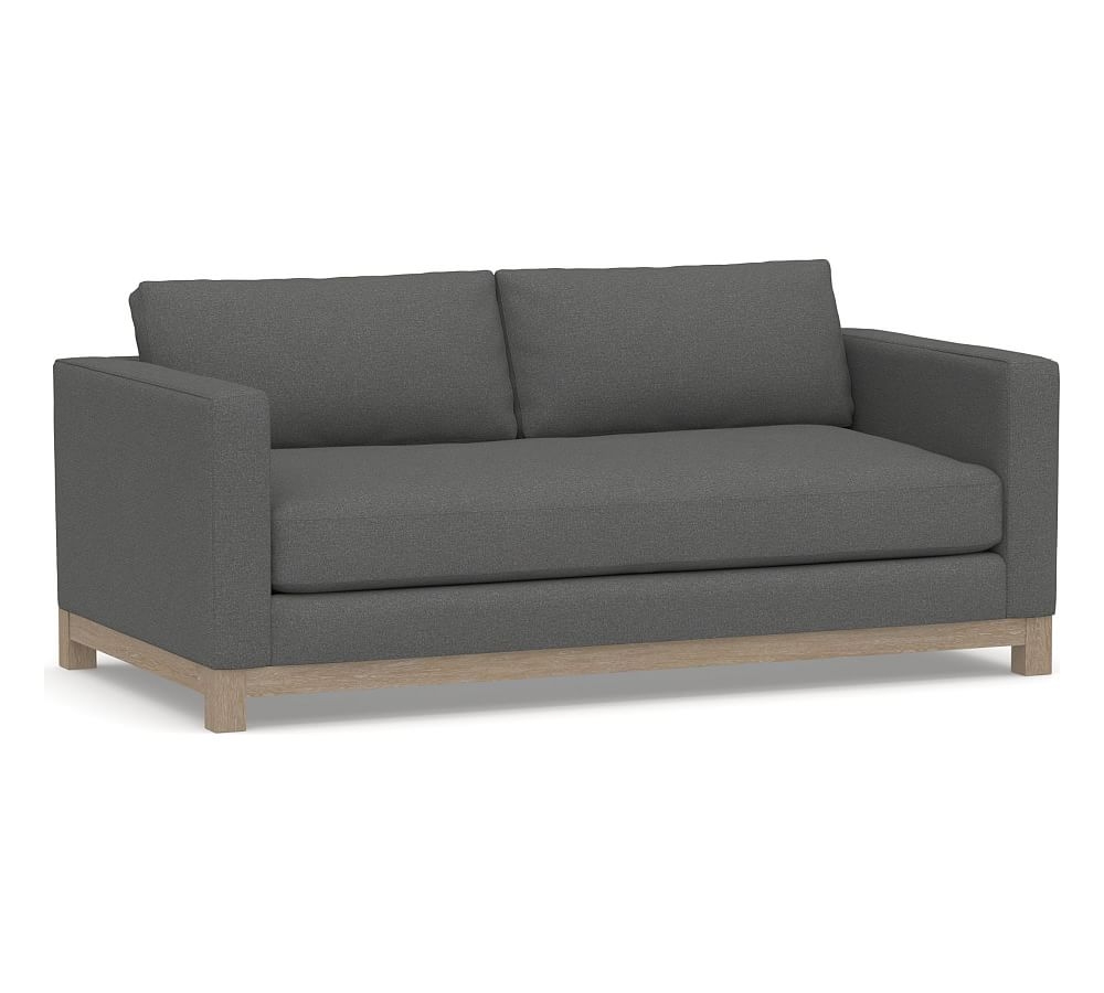 Jake Upholstered Loveseat 70" with Wood Legs, Polyester Wrapped Cushions, Park Weave Charcoal - Image 0