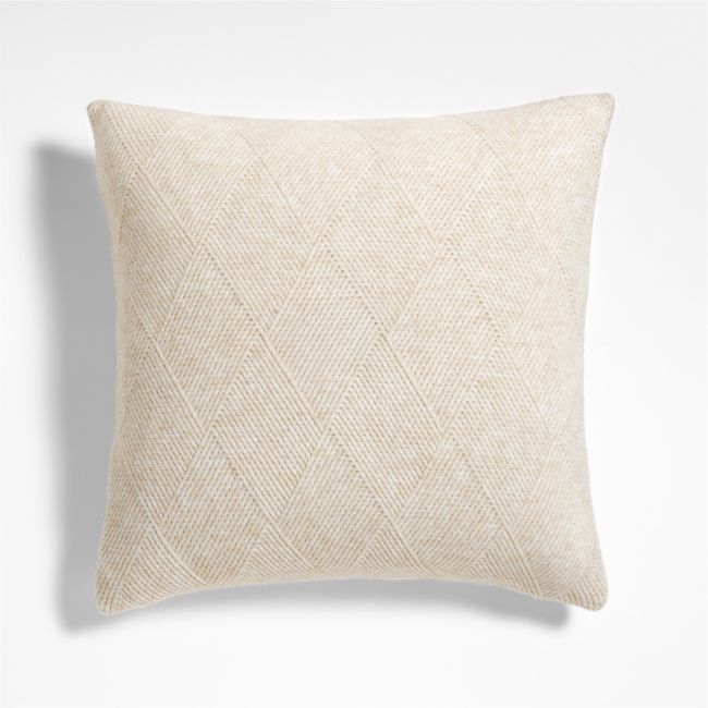 Diamond Knit 20x20 Travertine Beige Throw Pillow with Feather Insert - Image 0