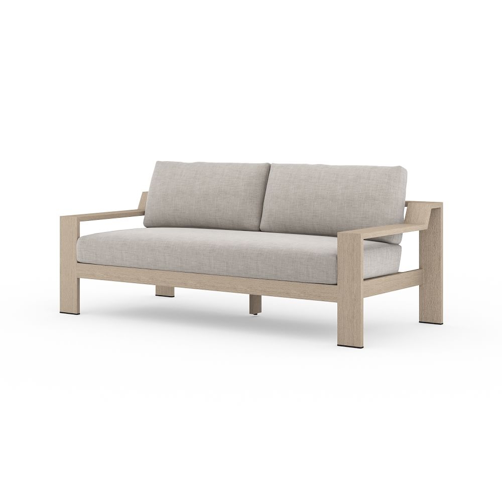 Monterey Outdoor Sofa, 74", Stone Gray + Teak - Image 0