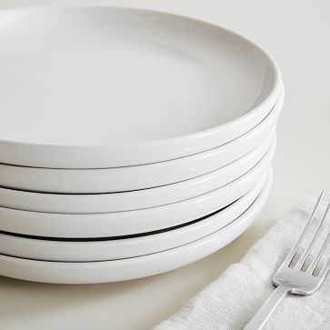 Stoneware Dinnerware, Salad Plate, White, Set of 6 - Image 1