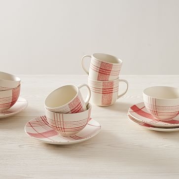 Novelty Plaid Dinnerware Collection, Black, Set of 12 - Image 1