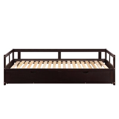 Wooden Daybed With Trundle Bed And Two Storage Drawers , Extendable Bed Daybed,Sofa Bed For Bedroom Living Room,White - Image 0