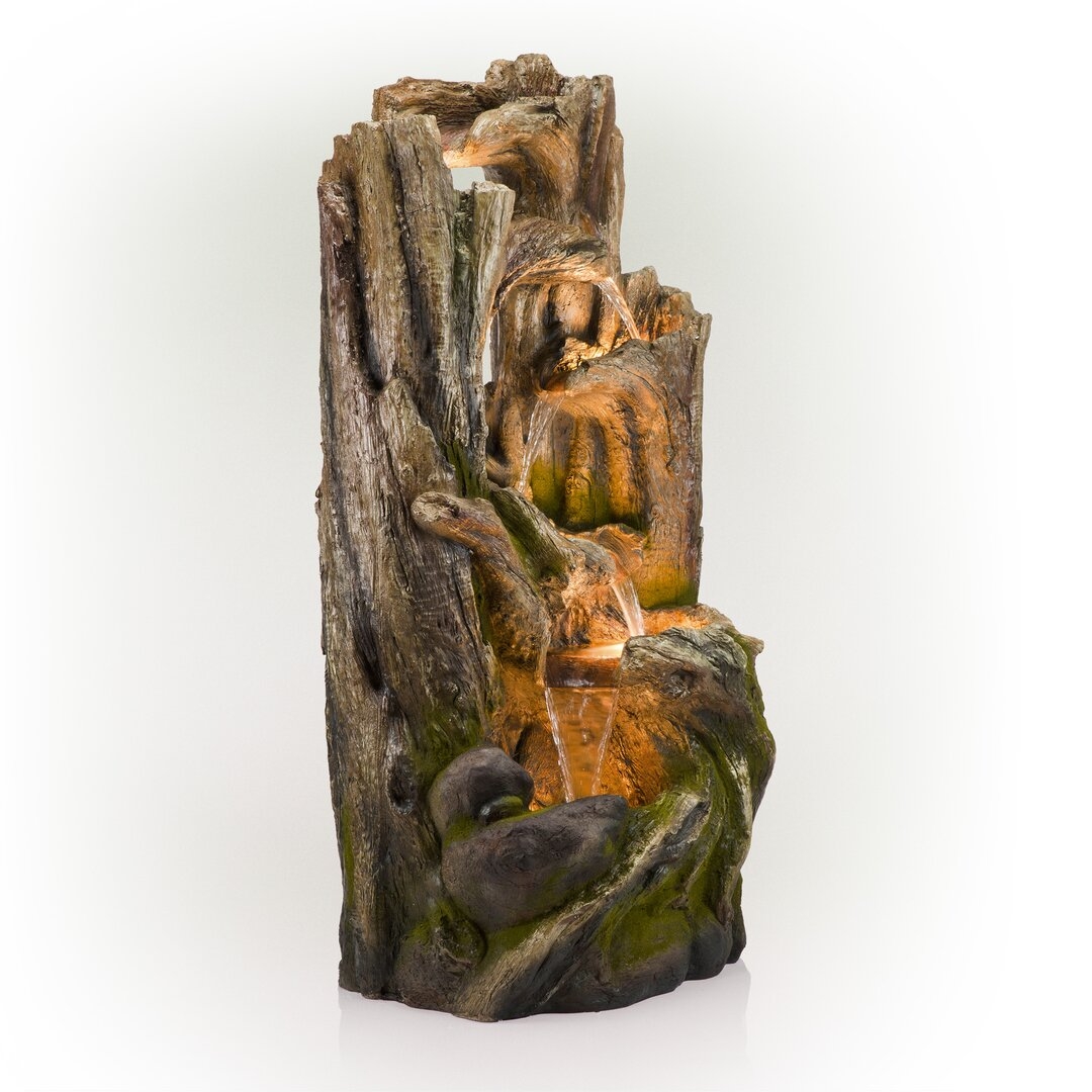 Alpine Resin Tree Bark Fountain with Light - Image 0