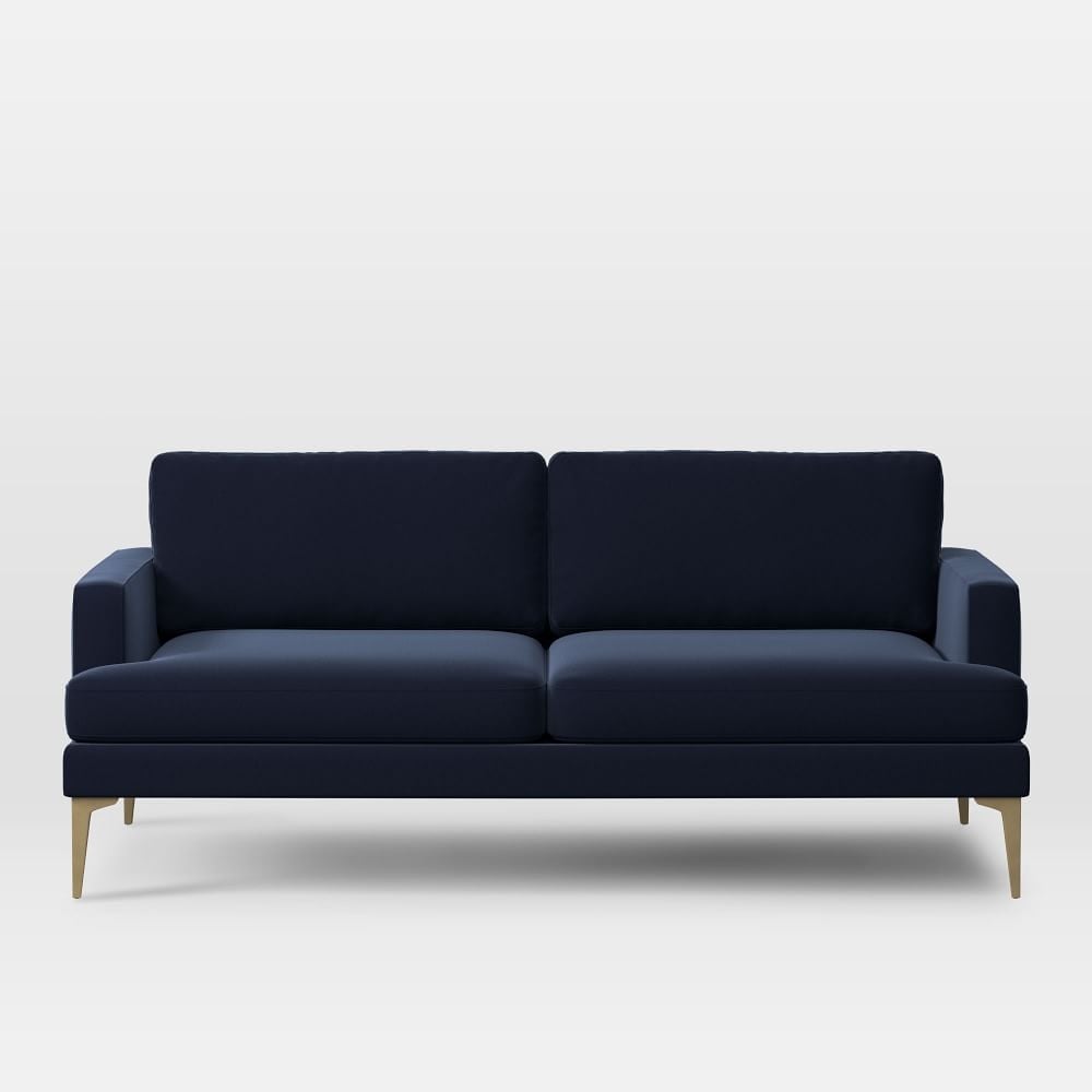 Andes 77" Multi-Seat Sofa, Standard Depth, Distressed Velvet, Ink Blue, BB - Image 0