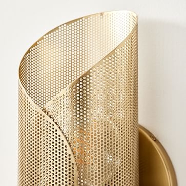Curl Perforated Sconce, Antique Brass S/2 - Image 3