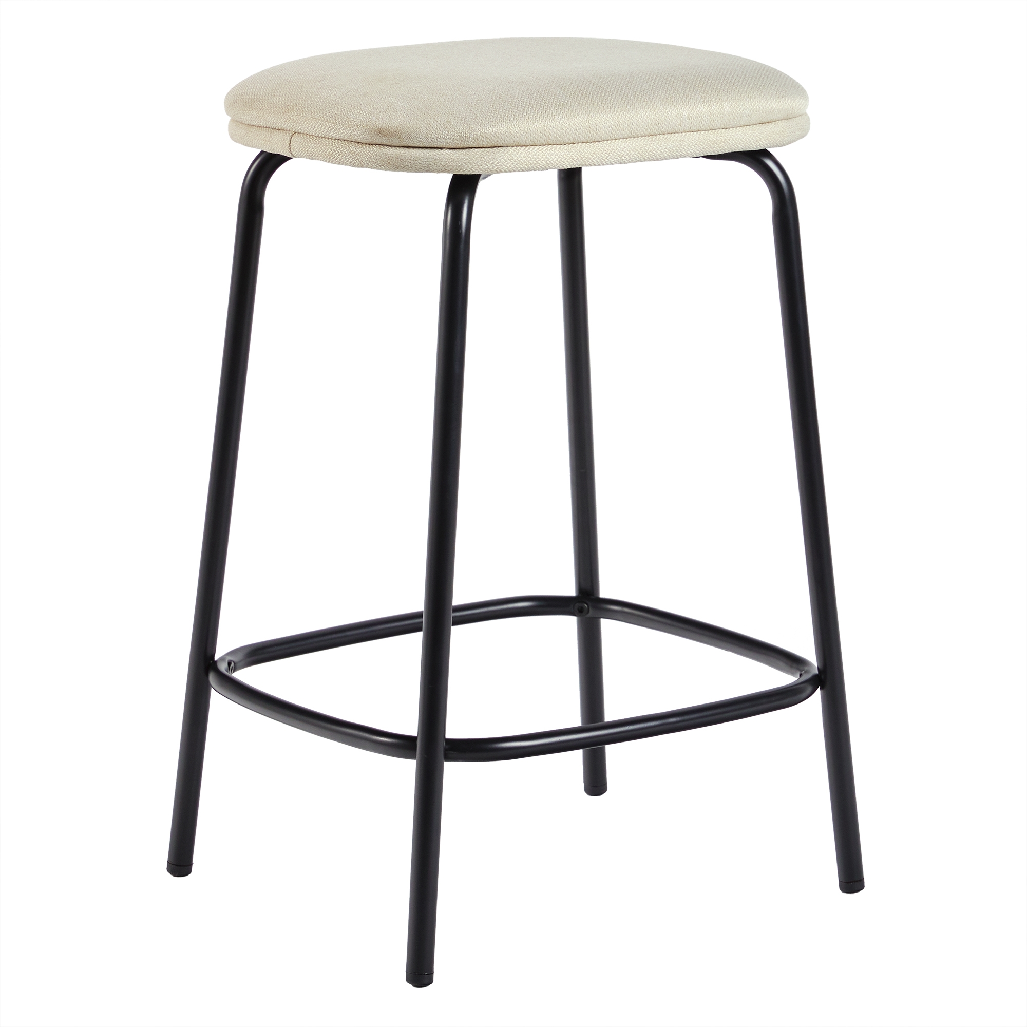 Modern Simple Counter Stool with Upholstered Seat, Set of 2, Ivory - Image 2