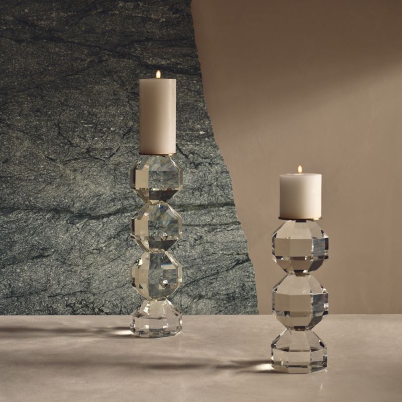 Fren Crystal Pillar Candle Holders Set of 2 - Image 3