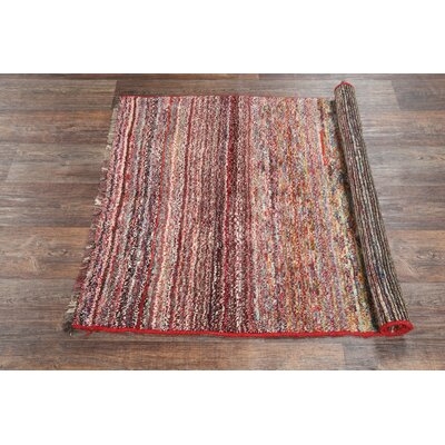 One-of-a-Kind Hand-Knotted 1980s Burgundy/Blue/Green 3'6" x 4'7" Wool Area Rug - Image 0