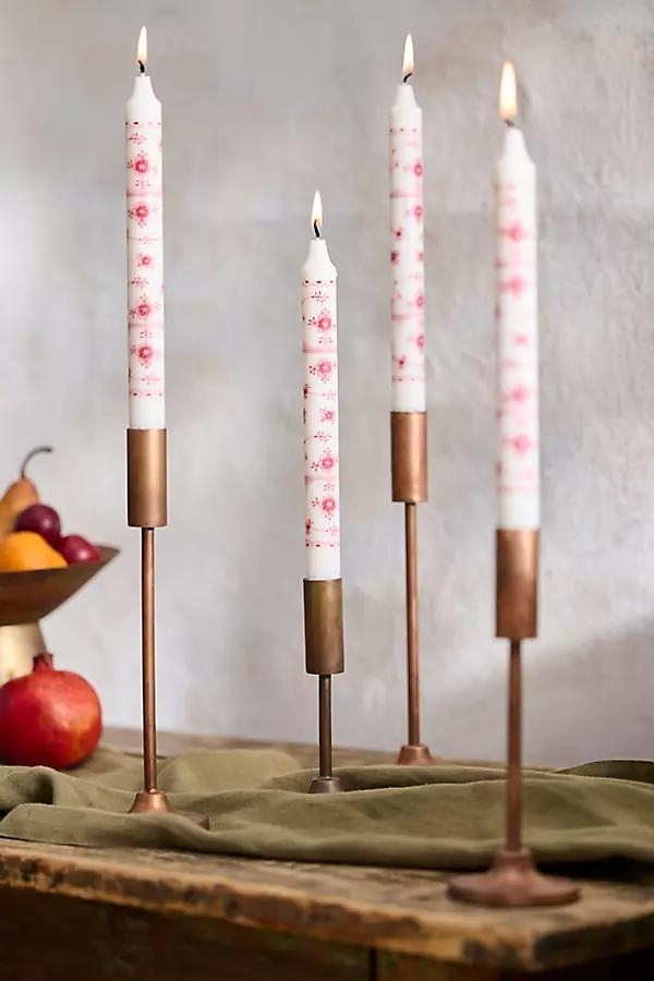 Danish Floral Tapers, Set of 4 Red - Image 0