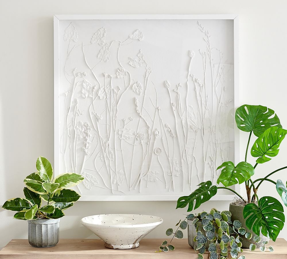 Pressed Botanical Wall Art, White, 37"W x 37"H - Image 1