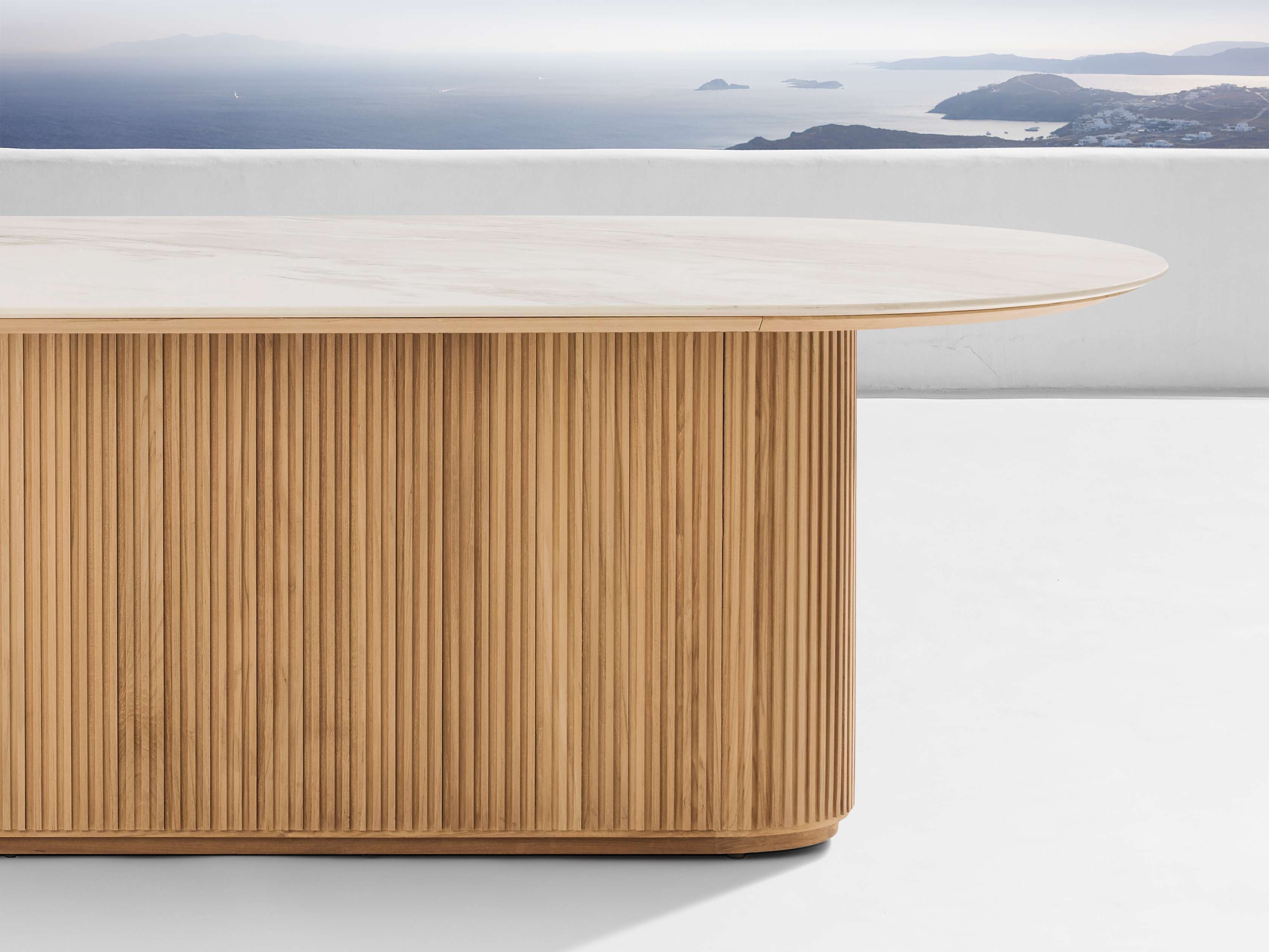 Beaumont Outdoor Dining Table Teak 90" in Gray  Palisandro Novulato  - Image 0