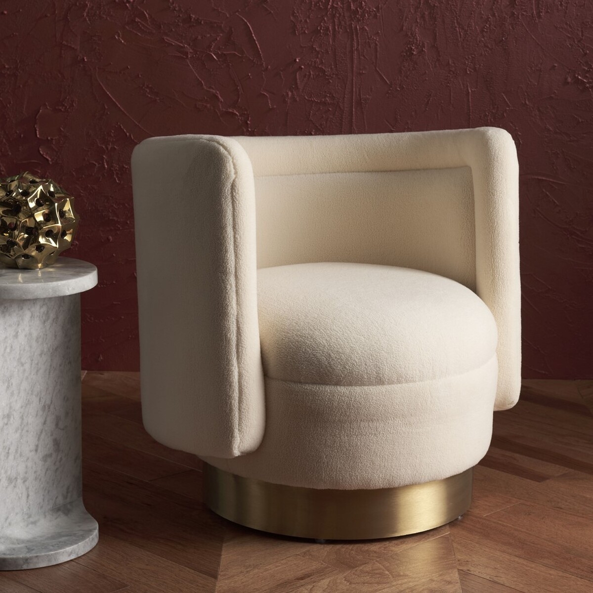 Brynlee Swivel Accent Chair - Ivory/Gold - Image 1