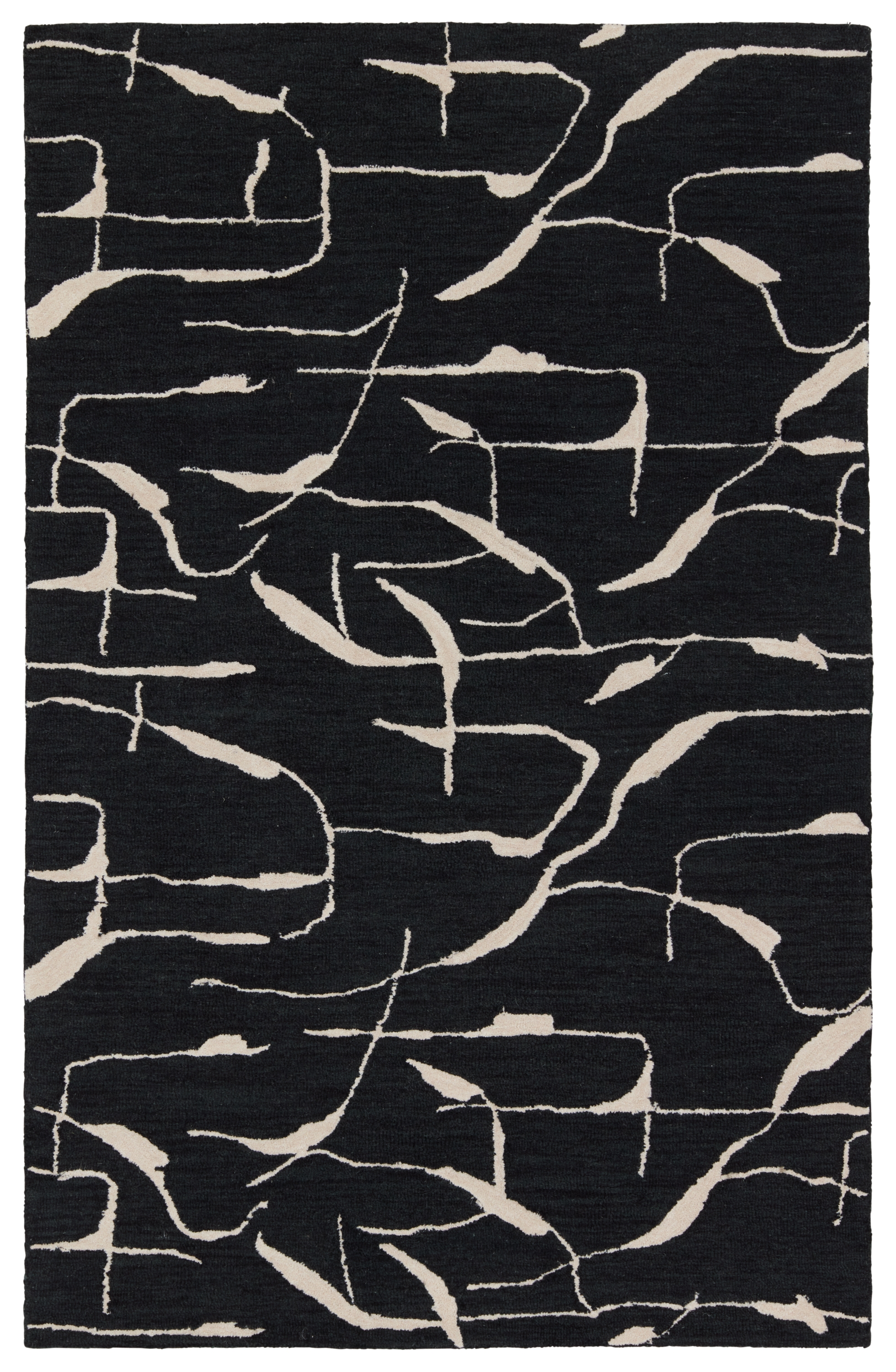 Nikki Chu by Noir Handmade Abstract Black/ White Area Rug (5'X8') - Image 0