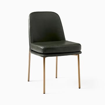 Jack Metal Frame Dining Chair, Halo Leather, Banker, Light Bronze - Image 1