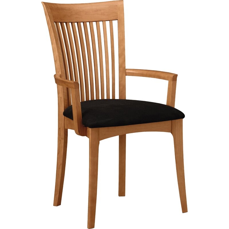 Copeland Furniture Sarah Leather Upholstered Slat Back Arm Chair - Image 0