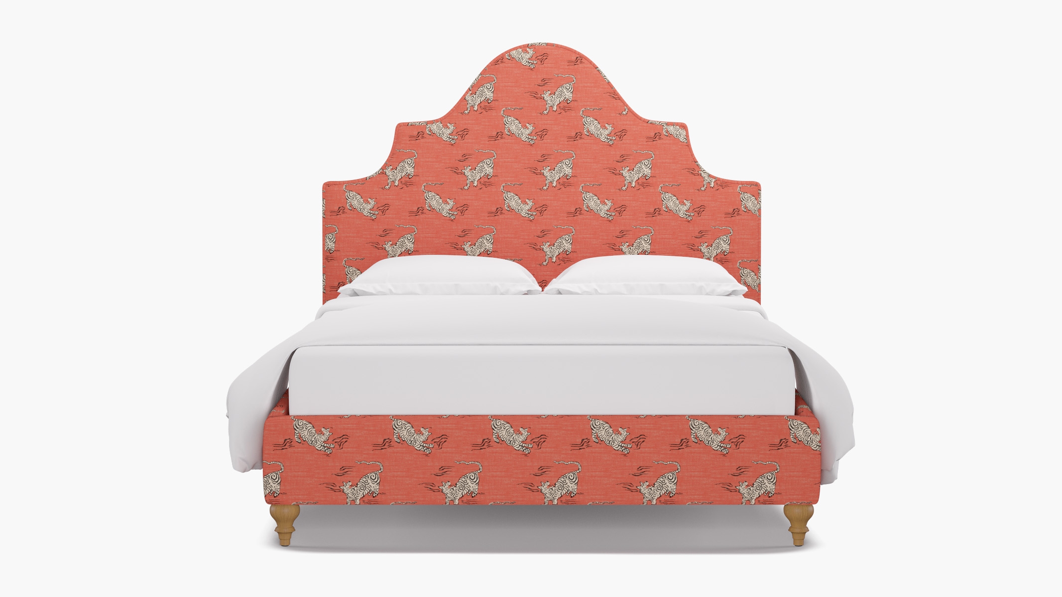 Statement Bed, Coral Tigresse, Natural Traditional Turned Leg, Twin - Image 0