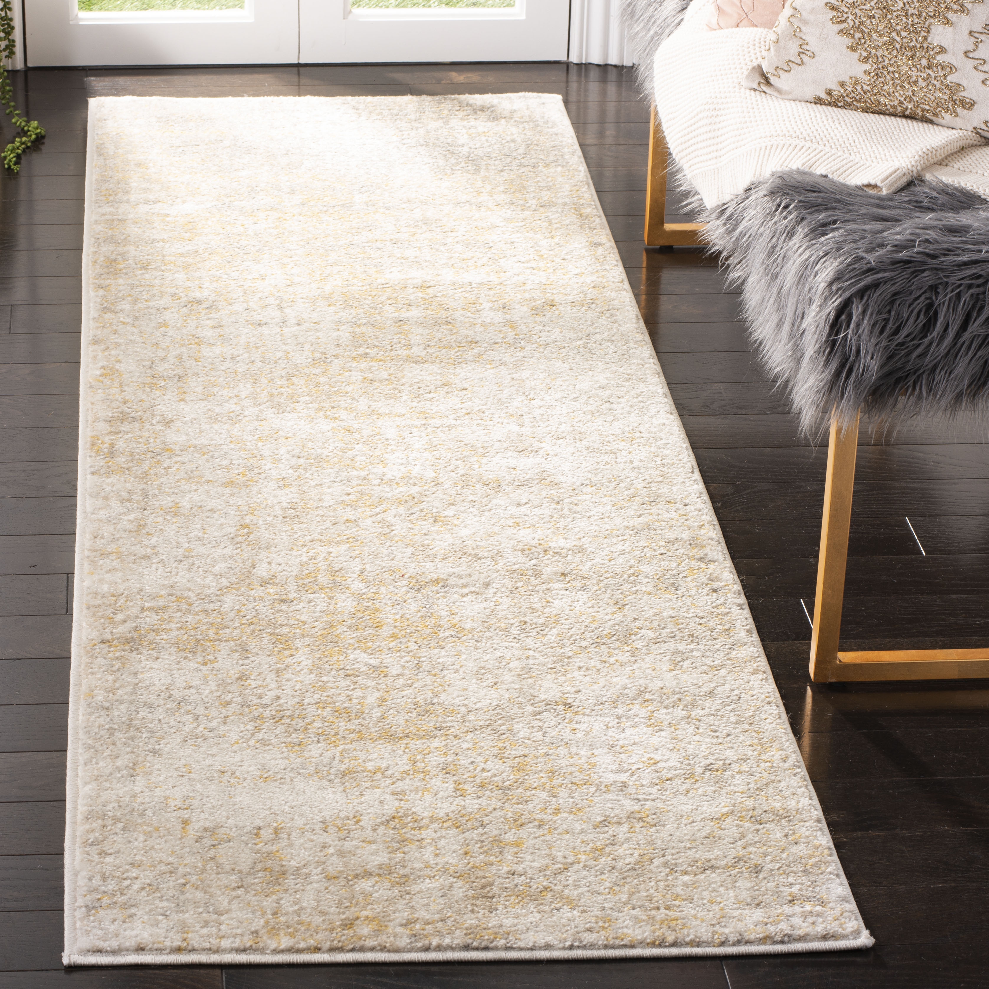 Arlo Home Woven Area Rug, ADR207A, Cream/Gold,  2' 6" X 8' - Image 1