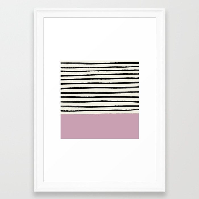 Dusty Rose & Stripes Framed Art Print by Leah Flores - Scoop White - Small 13" x 19"-15x21 - Image 0