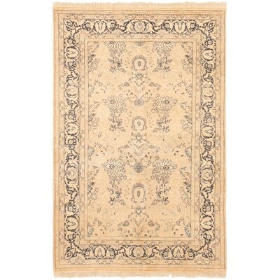 One-of-a-Kind Arabelle Hand-Knotted 2010s Ushak Beige 4'7" x 7'3" Wool Area Rug - Image 0