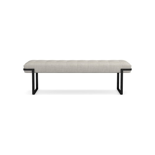 Mixed Material Bench, Standard Cushion, Perennials Performance Melange Weave, Oyster, Bronze - Image 0
