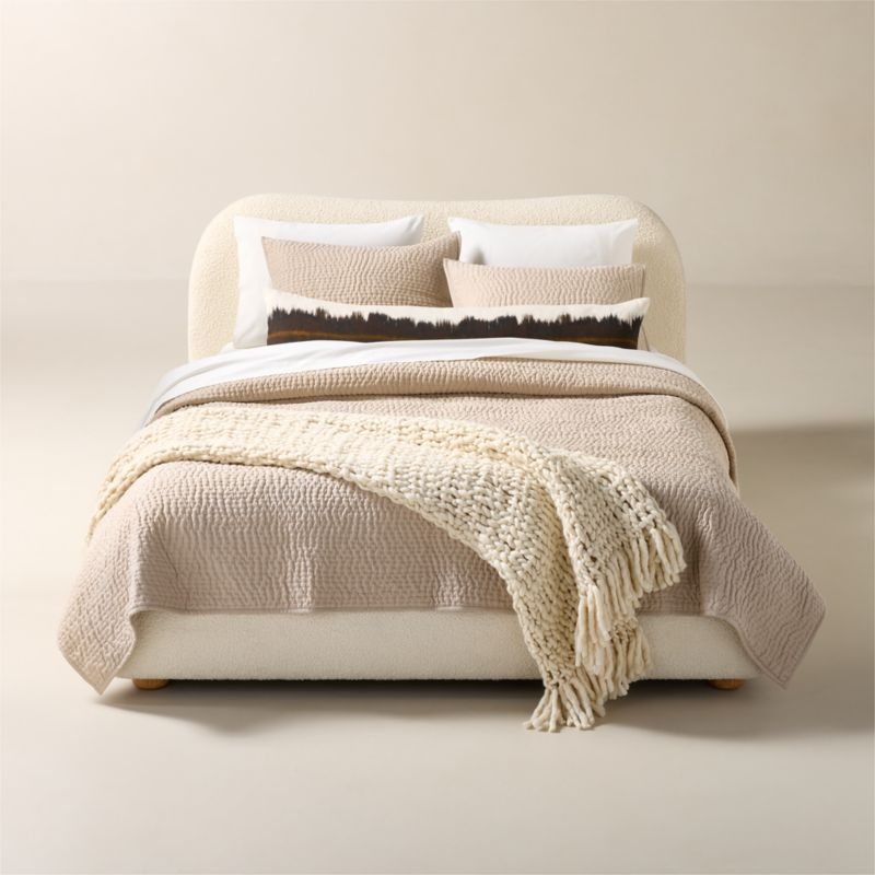 Stitched Organic Cotton Sateen Taupe Full/Queen Quilt - Image 1