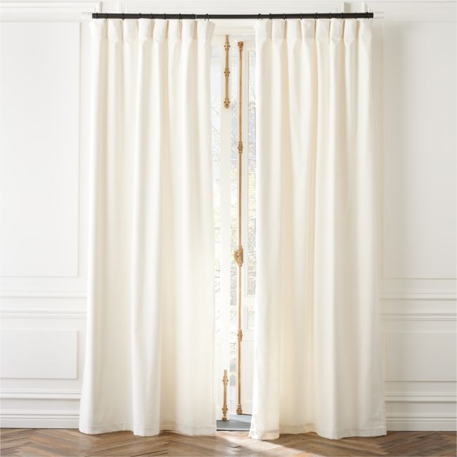 Warm White Organic Cotton Velvet Window Curtain Panel 48"x120'' - Image 0