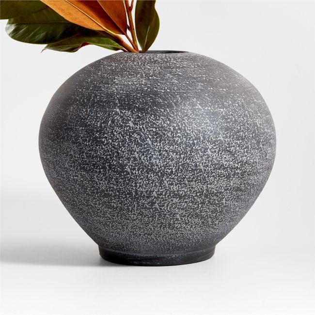 Ophelia Matte Black Round Vase  12" - Image 0